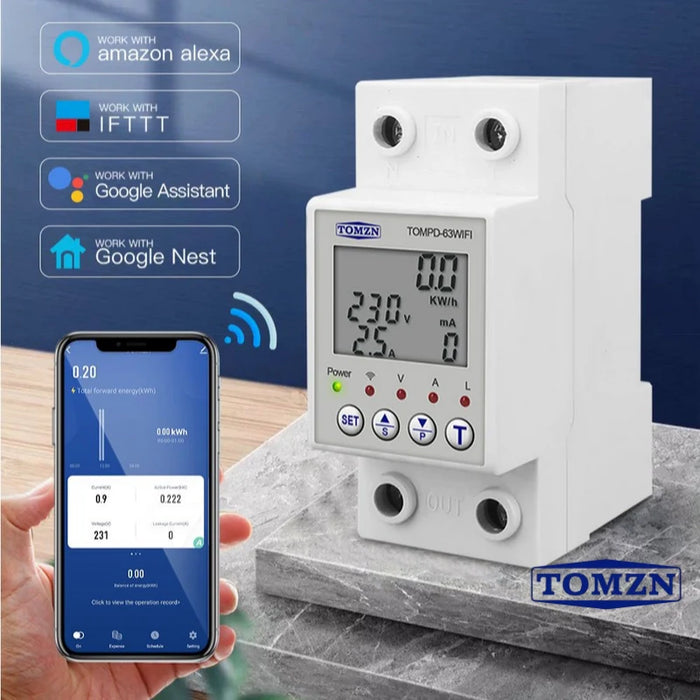 Tomzn TOMPD-63 WIFI Protector with voltage current and leakage protection Mini 6in1