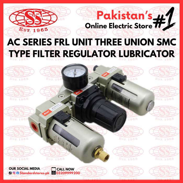 FRL Unit Three Union Filter Regulator Lubricator, standard store, standard electric co.