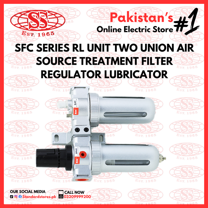 FRL Unit Two Union Air Source Treatment Filter Regulator Lubricator, standard store, standard electric co.