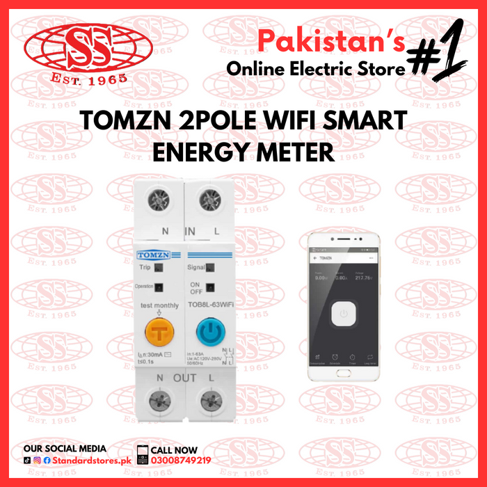 TOMZN 2P TOB8L-63WIFI Smart Breaker