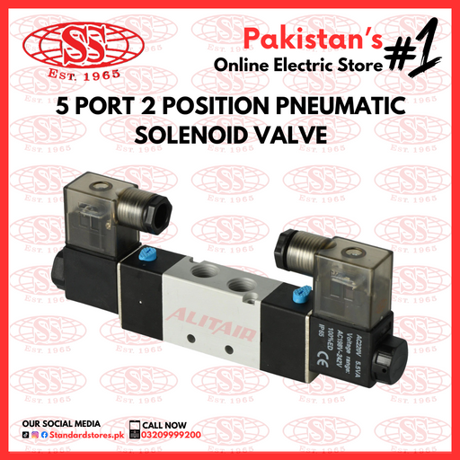 Double Coil Solenoid Valve 5/2 Position Pneumatic Solenoid Valve, standard store, standard electric co.