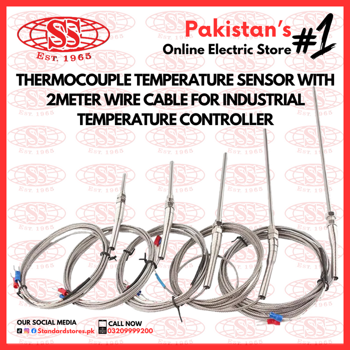 Thermocouple Temperature Sensor for Industrial Temperature ControllerThermocouple Temperature Sensor with 2M Cable – Precision Sensor for Industrial Temperature Controllers, Standard Store, Standard Electric co.