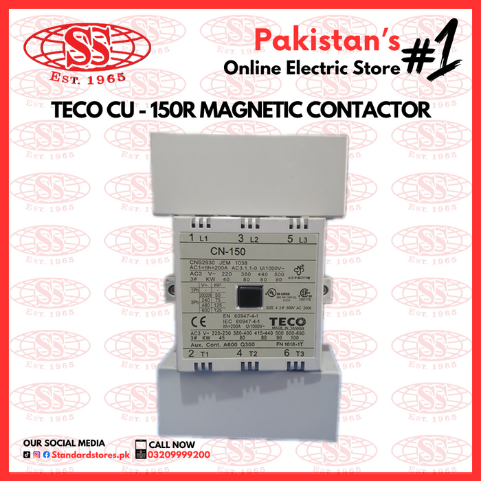 TECO CU-125 Magnetic Contactor – Industrial Electrical Switch for Reliable Control, standard stores, standard electric co.