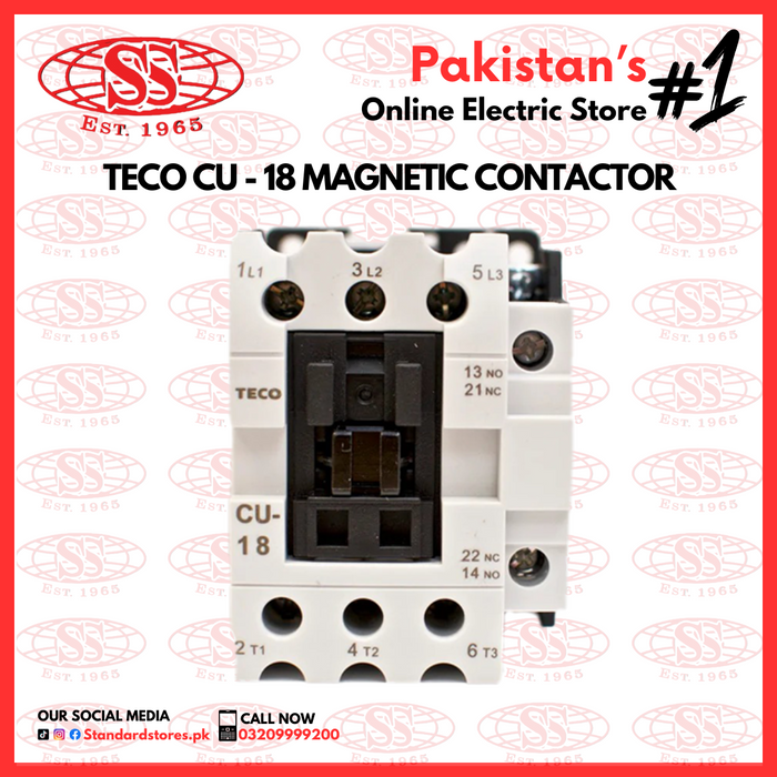 TECO CU-18 Magnetic Contactor -  Industrial Electrical Switch for Reliable Control