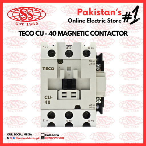 Teco CU 40 Magnetic Contactor –  Industrial Electrical Switch for Reliable Control, standard store, standard electric co.