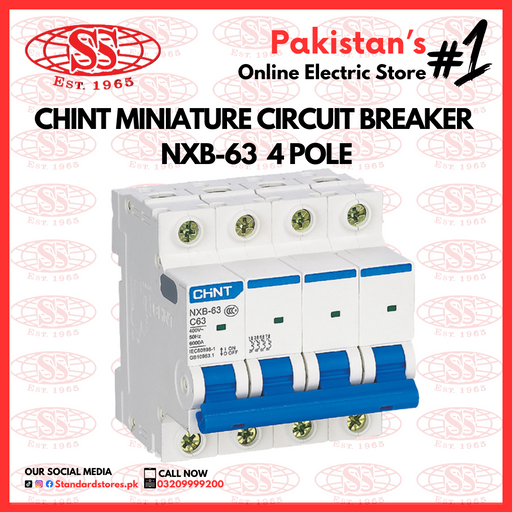 CHINT Miniature Circuit Breaker  NXB-63  4 Pole, standard store, standard electric co.