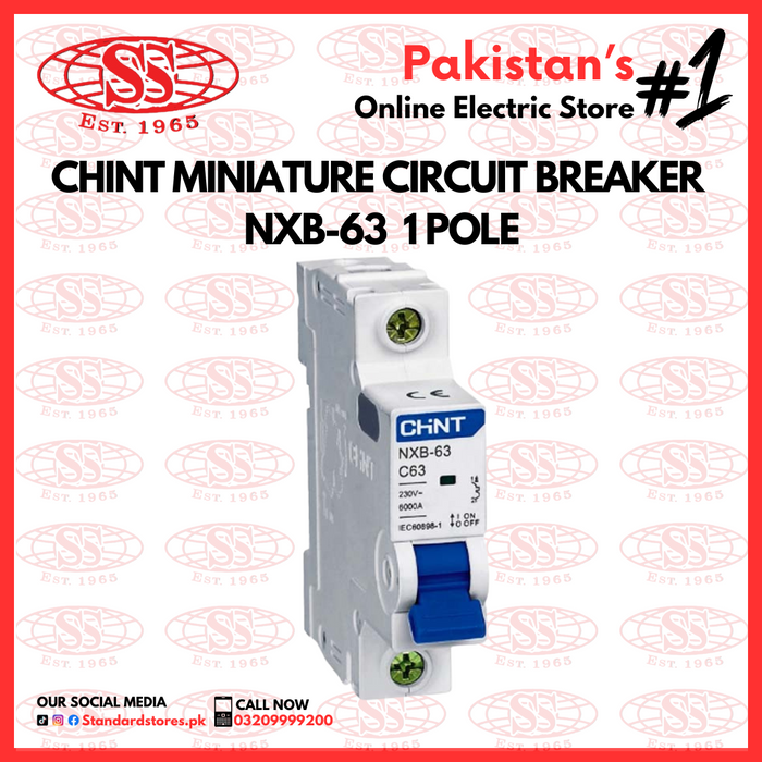 CHINT Miniature Circuit Breaker  NXB-63  1 Pole, standard store, standard electric co.
