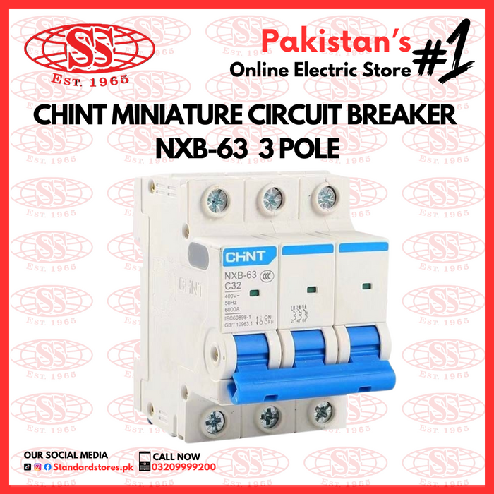 CHINT Miniature Circuit Breaker 
NXB-63  3 Pole,  standard store, standard electric co.