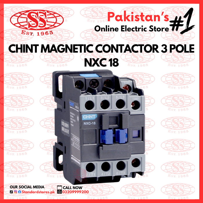 Chint Magnetic Contactor 3 Pole NXC 18,  standard store, standard electric co.