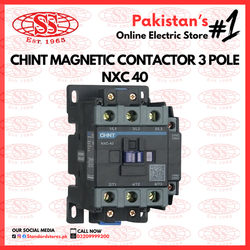 Chint Magnetic Contactor 3 Pole NXC 40,  standard store, standard electric co.