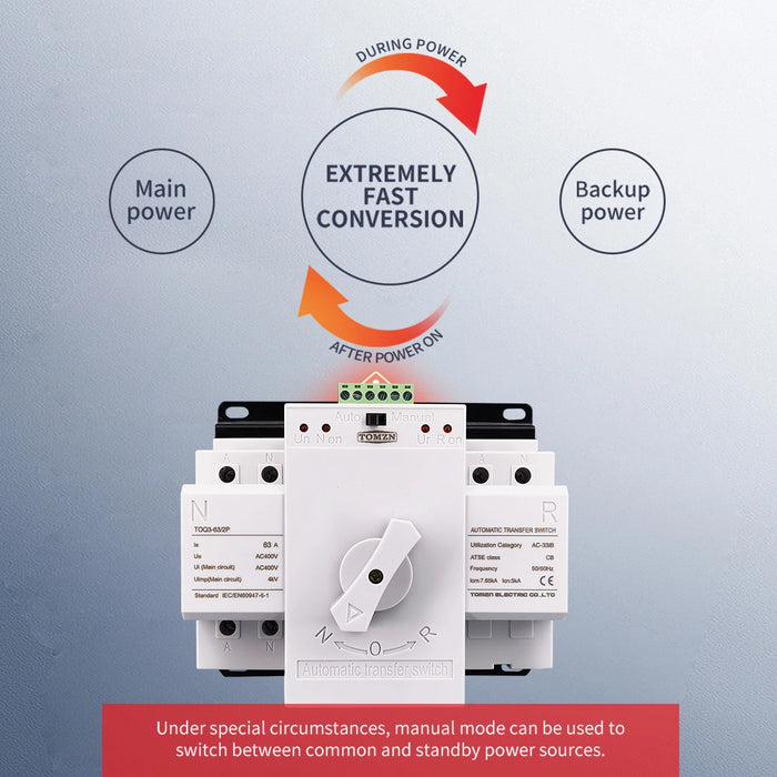 TOMZN Motorized Single Phase 220V Dual Power ATS Change Over — Standard ...