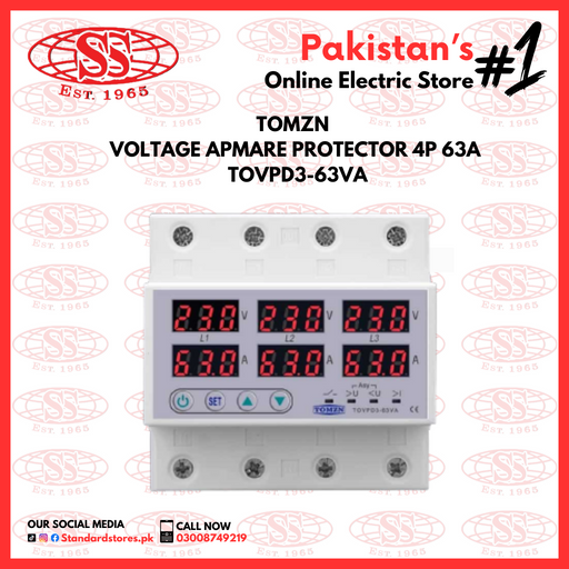 TOMZN 4P 63A Voltage Ampere Protector TOVPD3-63VA standard electric