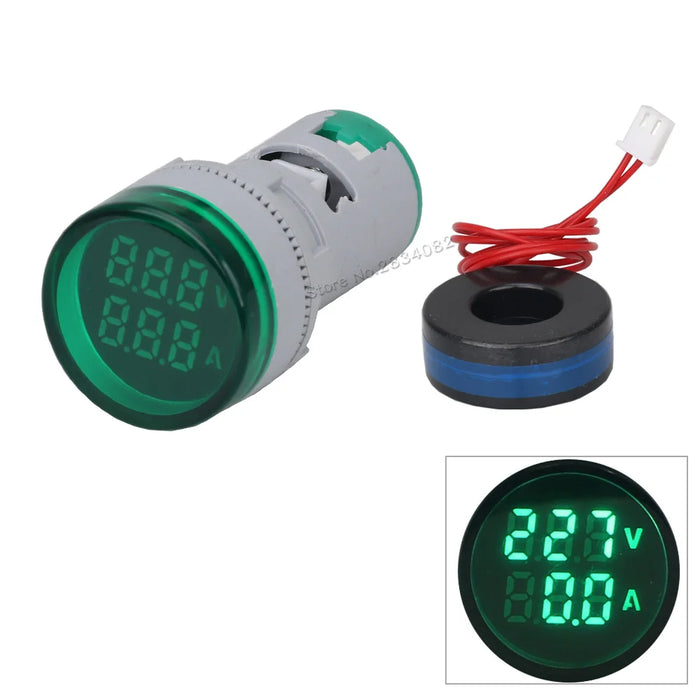 LED Indicator 2 IN 1 Round 22mm Amp/Volt