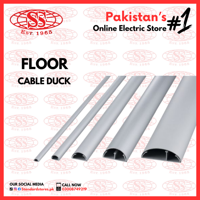 Floor Cable Duct Office Floor Trunk  Wide Grey Floor Cable Duct with Guard Self-Adhesive Cable raceway 6 ft gray, standard store, standard electric co. 