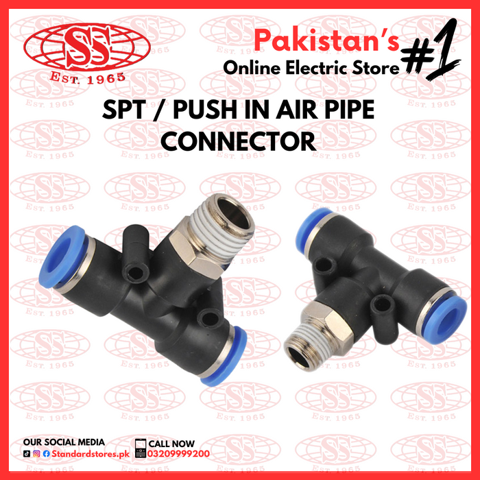 SPT / Push in Air Pipe Connector for pneumatic connections, standard store, standard electric