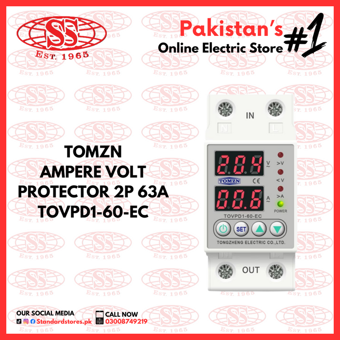 TOMZN Ampere Volt Protector 2P 63A TOVPD1-60-EC