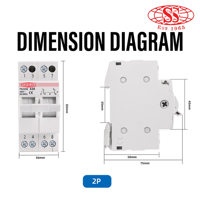 63A Breaker Changeover 2 Pole Switch