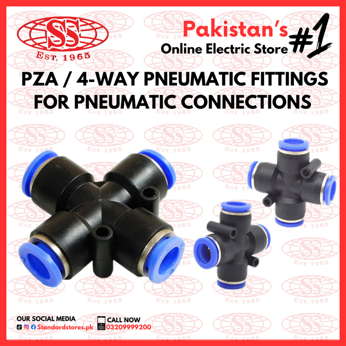 PZA / 4-way Pneumatic Fittings for Pneumatic Connections, standard store, standard electric