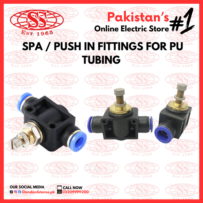 SPA / Push in Fittings for PU tubing, standard store, standard electric co.