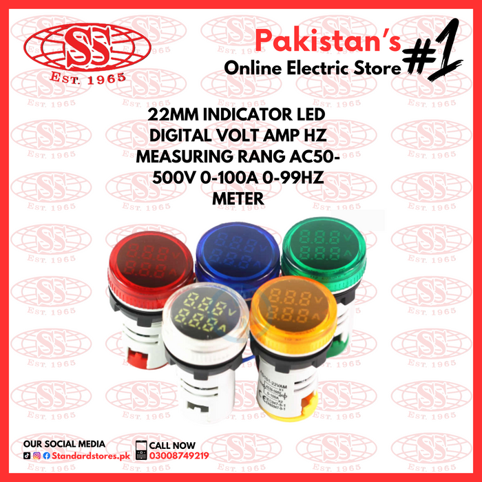 LED Indicator 3 IN 1 Round 22mm Amp/Volt/Hz