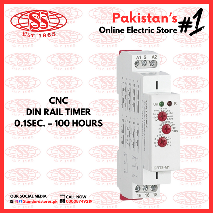 CNC Din Rail Timer (0.1 Sec - 100 Hrs)