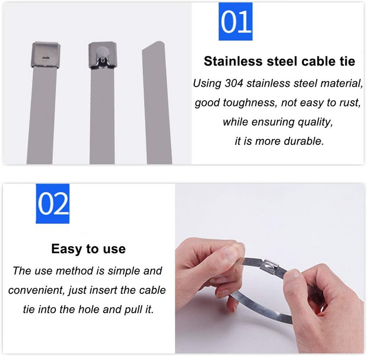 Stainless Steel Cable Ties 12"