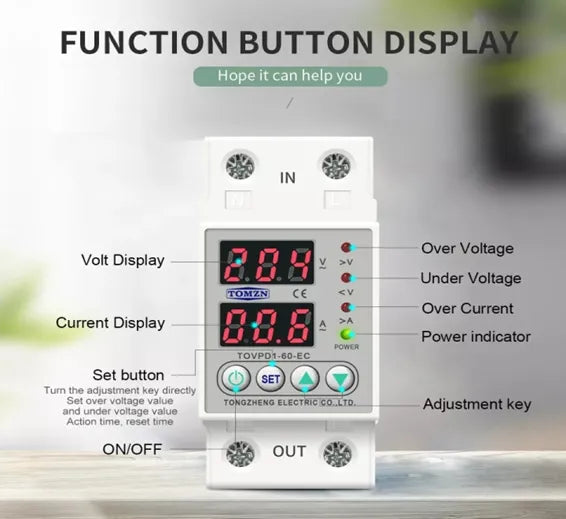 TOMZN Ampere Volt Protector 2P 63A TOVPD1-60-EC