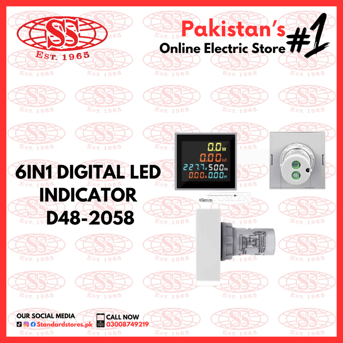 LED Indicator 6 IN 1 Digital 48x48 D48-2058