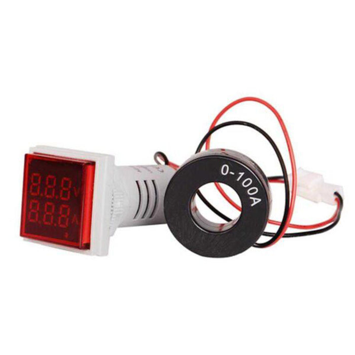 LED Indicator 2 IN 1 Square 22mm Amp/Volt