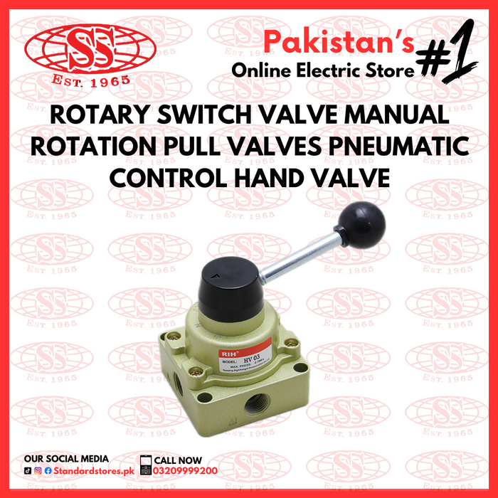 Control Hand Valve 4 WAY Rotary Switch Valve Manual Rotation Pull Valves Pneumatic Control Hand Valve, standard store, standard electric co.