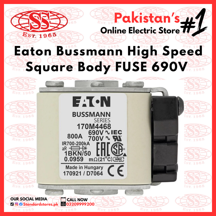 Eaton Bussmann High Speed Square Body FUSE 800A 690V 1BKN/50 AR UC - 170M4468