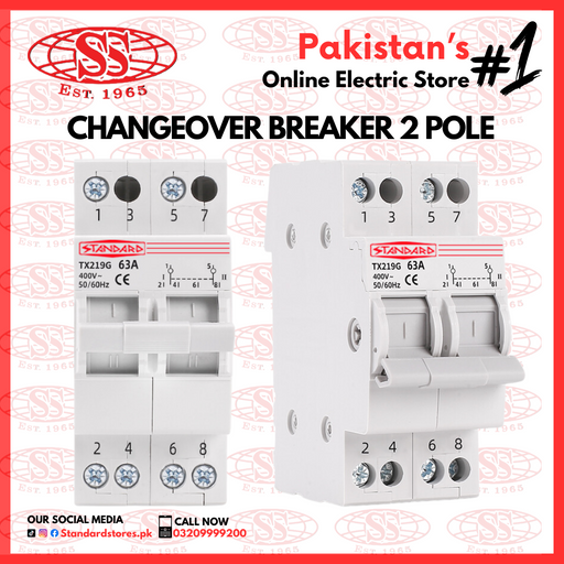 63A Breaker Changeover 2 Pole Switch,  standard store, standard electric co.