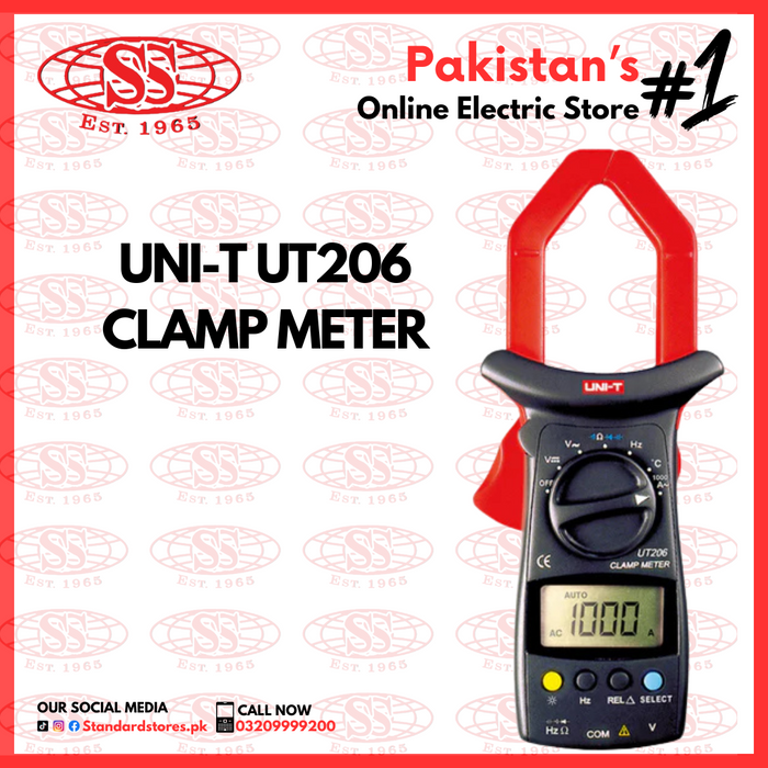 Digital Clamp Meter UNI-T UT206, standard stores, standard electric co.