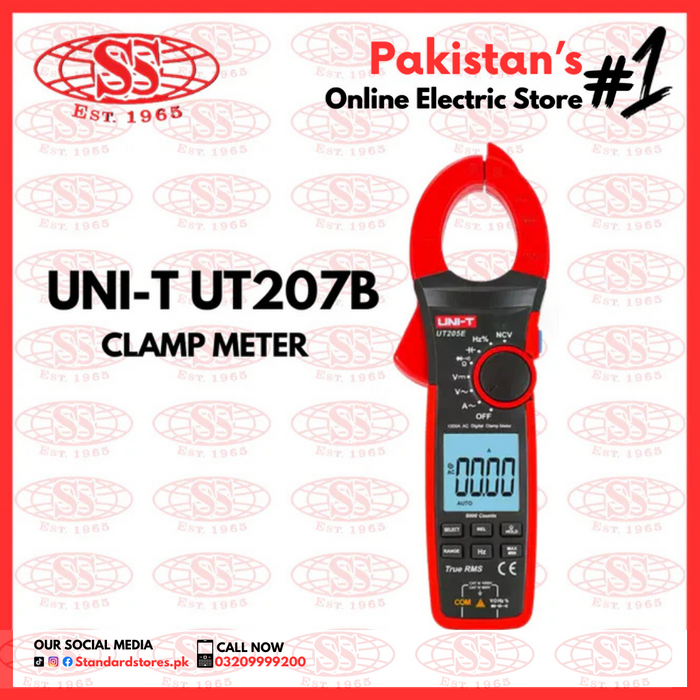 Digital Clamp Meter UNI-T UT207B 1000A AC/DC, standard stores, standard electric co.