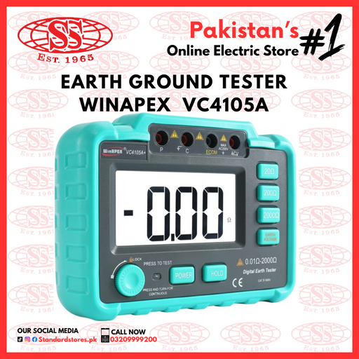 Digital Earth Resistance Tester Winapex VC4105A  Solar Ground Test  Megohm Meter in pakistan