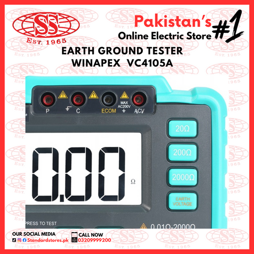 Digital Earth Resistance Tester Winapex VC4105A  Solar Ground Test  Megohm Meter in pakistan