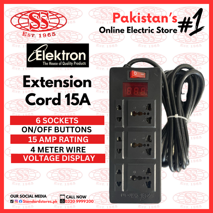 Extension Cord with Voltage Display Elektron