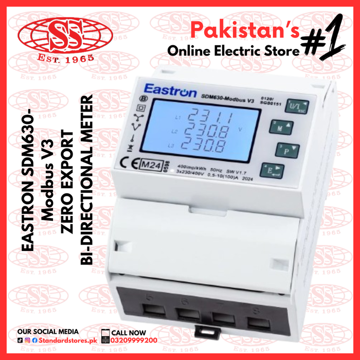 Eastron SDM630 Modbus V3 zero export bi-directional meter 