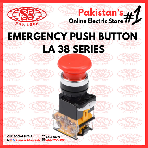 Emergency Push Button 22mm LA38 series, standard stores, standard electric co.