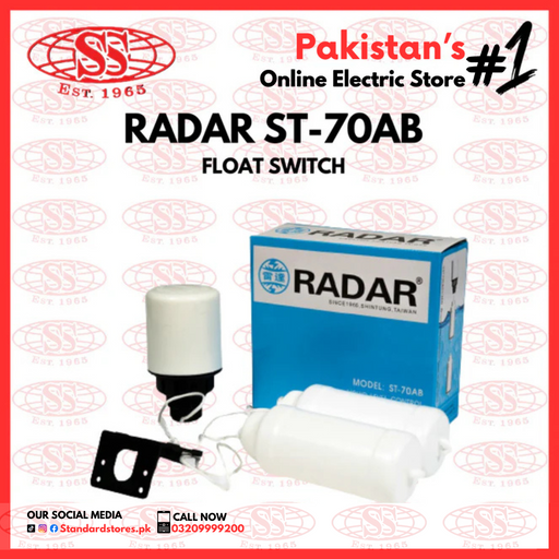 Float Switch Radar ST-70AB for Water Tanks, standard stores, standard electric co.