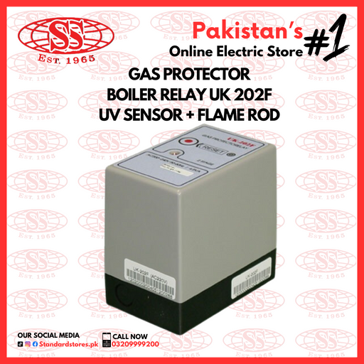 Gas Protector  Boiler Relay UK 202F  UV Sensor + Flame Rod, standard stores, standard electric co.
