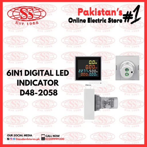 LED Indicator 6 IN 1 Digital 48x48 D48-2058, standard stores, standard electric co.