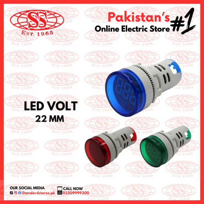 LED Indicator Round 22mm Volt, standard stores, standard electric co.