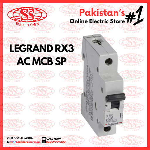 Legrand RX3 AC MCB SP / DP / TP / FP, standard stores, standard electric co.