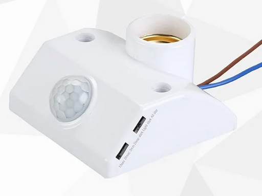 SIC AC110-240V White PIR Automatic Human Body Infrared IR Sensor Lamp Holder E27 LED Bulb Detector Up to 100W Rated load Wall Pavement/Mounted Switch for Garden Home Workplace Warehouse Factory for safety and security, standard stores, standard electric co.