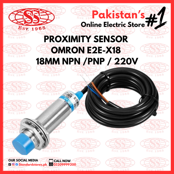 Omron Inductive Proximity Sensor E2E-X18 (18mm) NPN/PNP, standard stores, standard electric co.