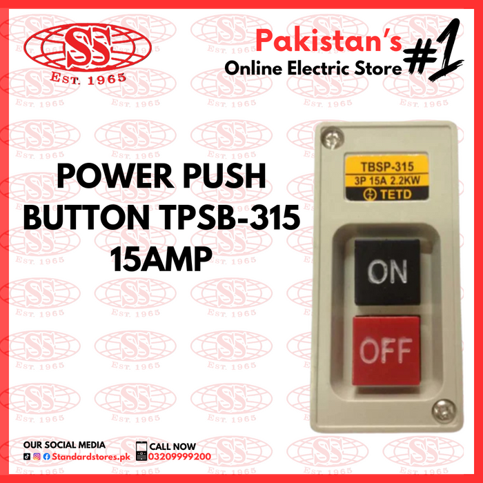 Power Push Button TPSB-330 30A / TPSB-315 15A, standard stores, standard electric co.