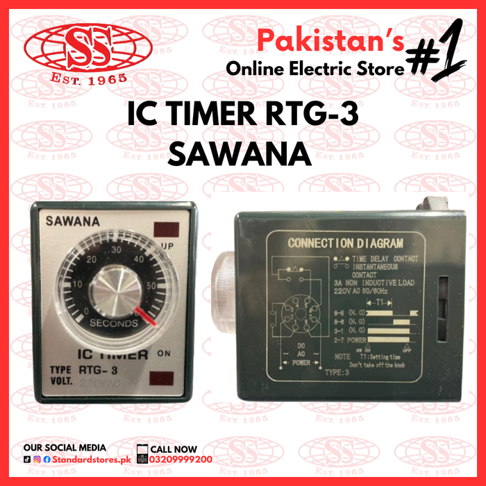 TIMER 8 PIN RTG-3 220V 60SEC SAWANA CHINA