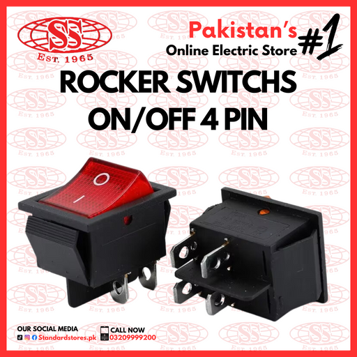 Rocker Switches On/Off 4 pin, standard stores, standard electric co.