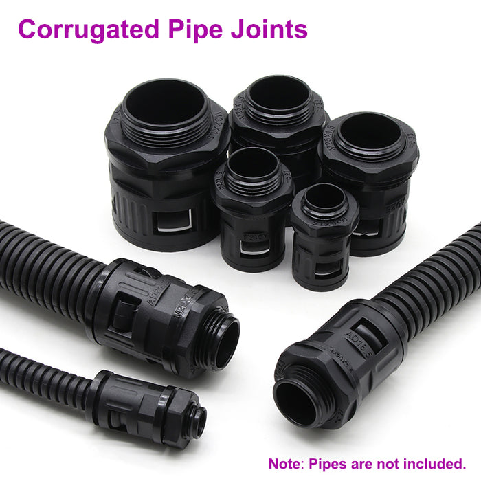 Conduit Pvc Pipe Gland for Joining Corrugated Pipes Nylon Joint AD10 AD13 AD15.8 AD18.5 AD21.2 AD25 AD28.5 AD34.5 PP Bellows End Fittings Pipe Connectors